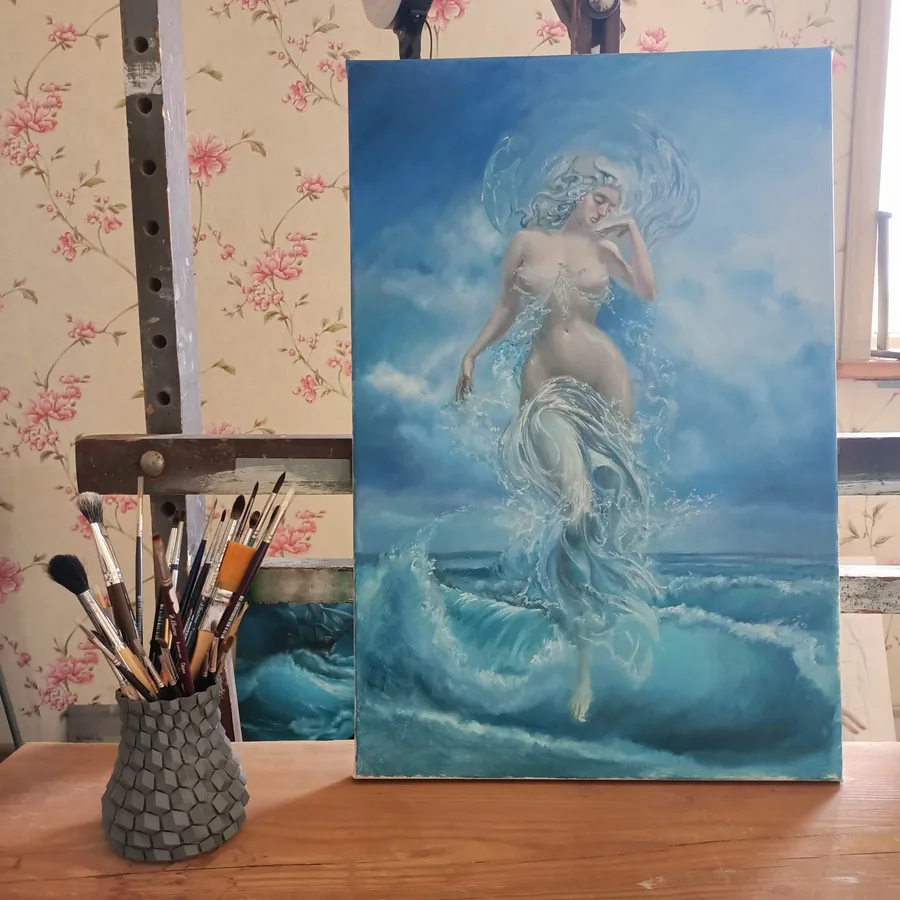 Aphrodite Rising from the Sea — painting detail 1