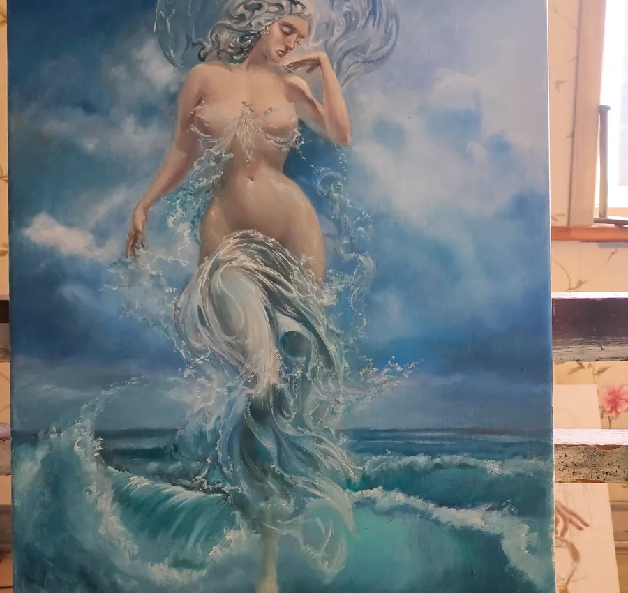 Aphrodite Rising from the Sea — painting detail 3