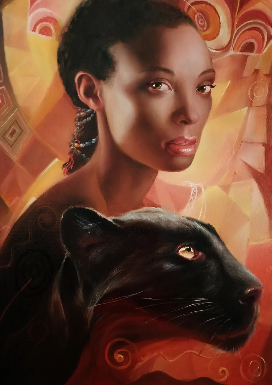 Black Woman Portrait — original oil painting by Fedor Lantsov