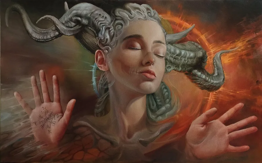 Shaman Dance — original oil painting by Fedor Lantsov